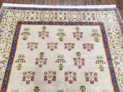 Tufenkian Rug 5.9 x 8.6, Tibetan Nepalese Rug, Hand Knotted, Soft Shiny Wool, Repeated Motifs, Contemporary Modern, Area Rug 6x9, Vintage