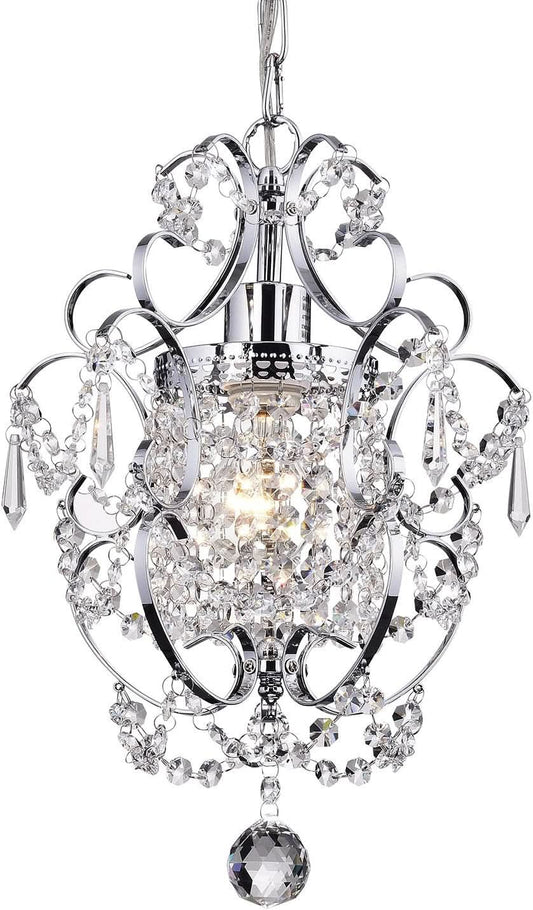 Amorette Chrome Crystal Chandelier 1 Light Fixture