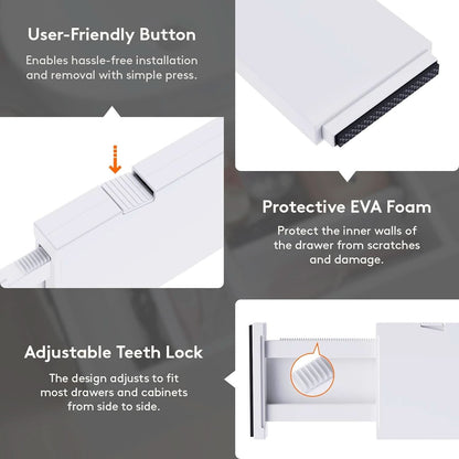 Drawer Dividers 4 In High 11-17 Adjustable White 8 Pack
