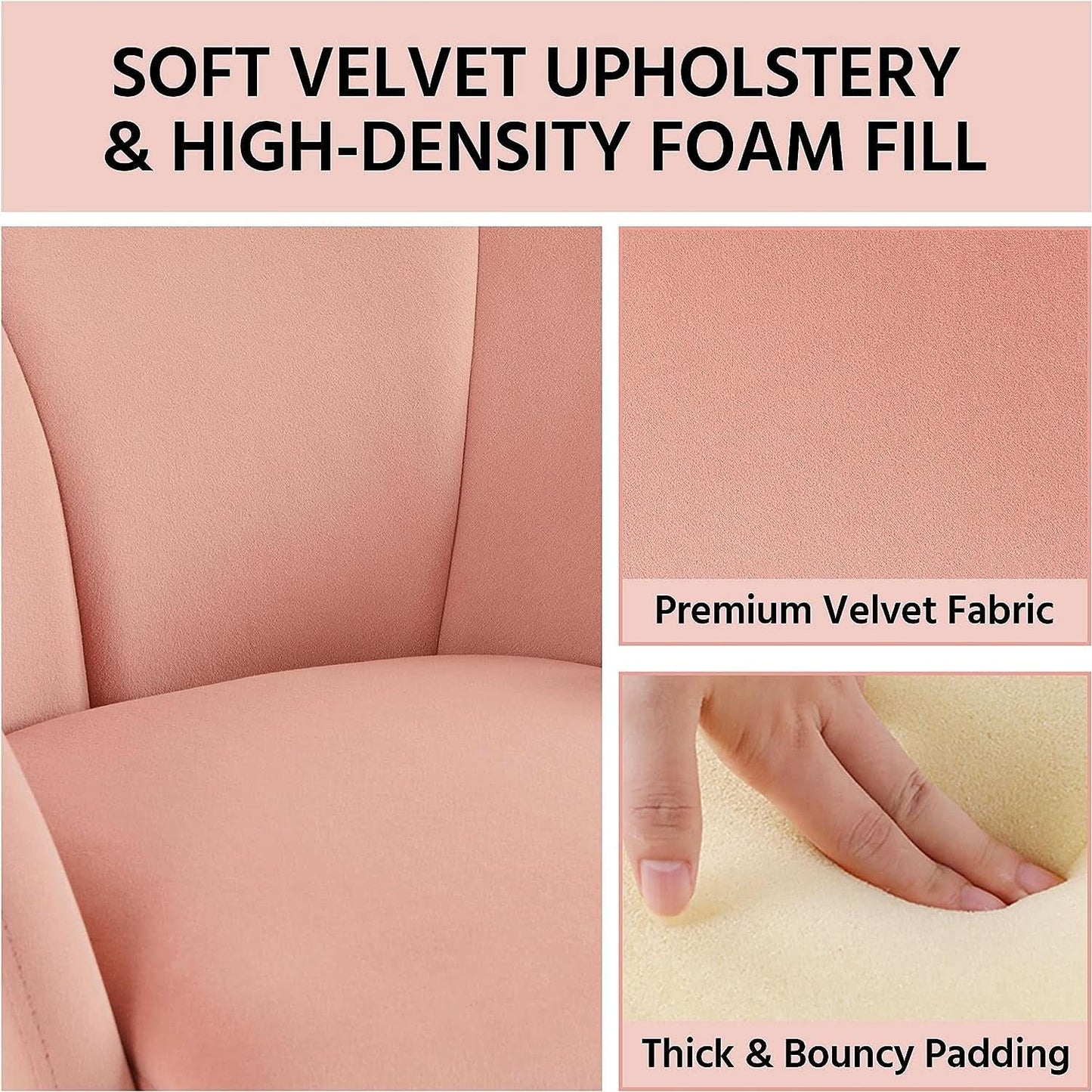 Pink Velvet Flower Armchair With Gold Legs Living Room