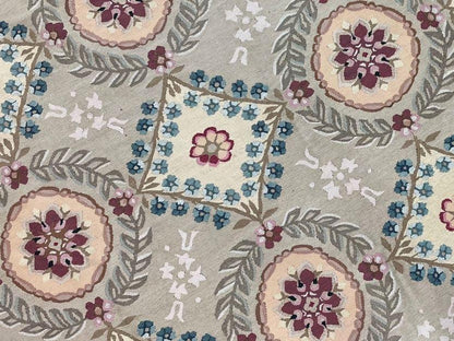 9x13 Needlepoint Carpet, French Design Rug, Hand-Knotted, Brand New Needlepoint Rug 9 x 13, English French European Style, Beige Floral
