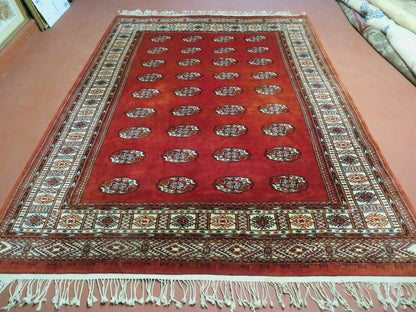 7' X 9' Vintage Handmade Bokhara Turkoman Pakistan Wool Rug Carpet Nice