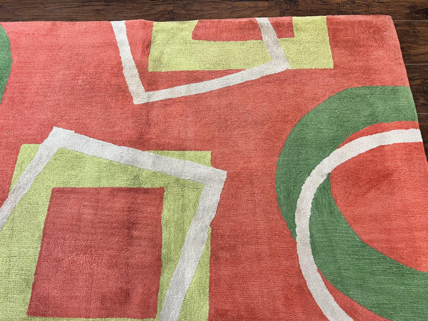 Abstract Rug 6x9, Modern Contemporary Rug, Red-Orange Green