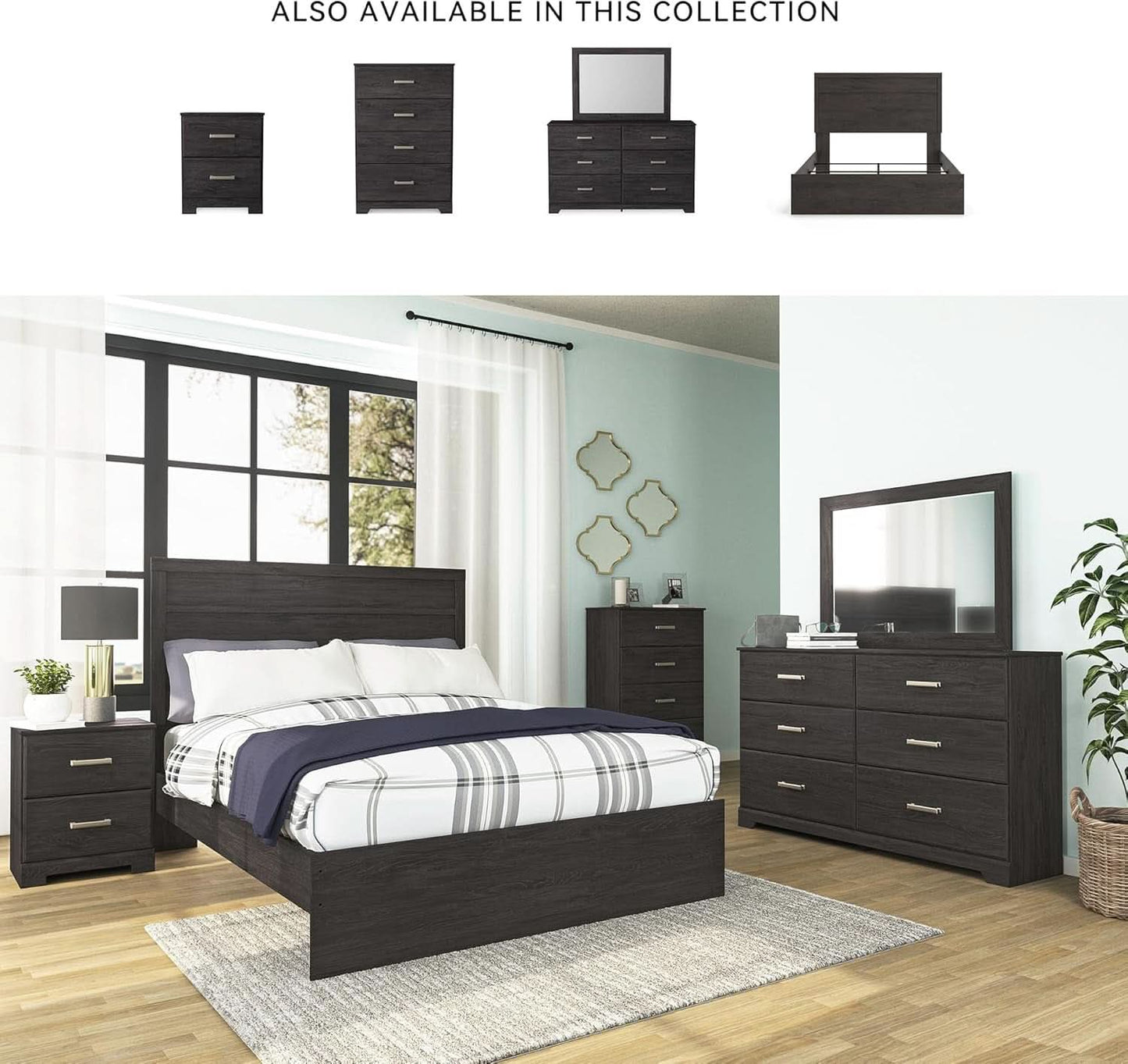 Six Drawer Dresser With Black Matte Engineered Wood