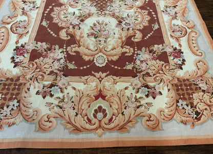 Vintage Needlepoint Rug 6x9, Aubusson Rug, Flatweave Wool Elegant Carpet, Medium Size, French European Design