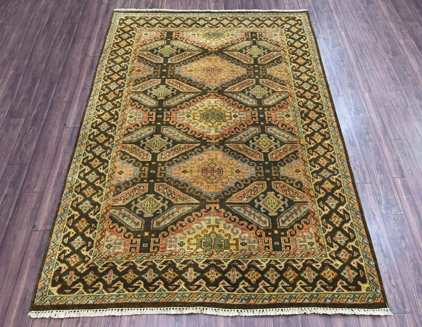 LoomBloom 5' 6'' x8' 8'' Gold Hand Knotted Transitional Oushak Wool Oriental Area Rug