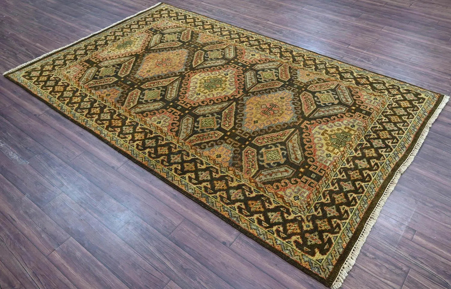 LoomBloom 5' 6'' x8' 8'' Gold Hand Knotted Transitional Oushak Wool Oriental Area Rug