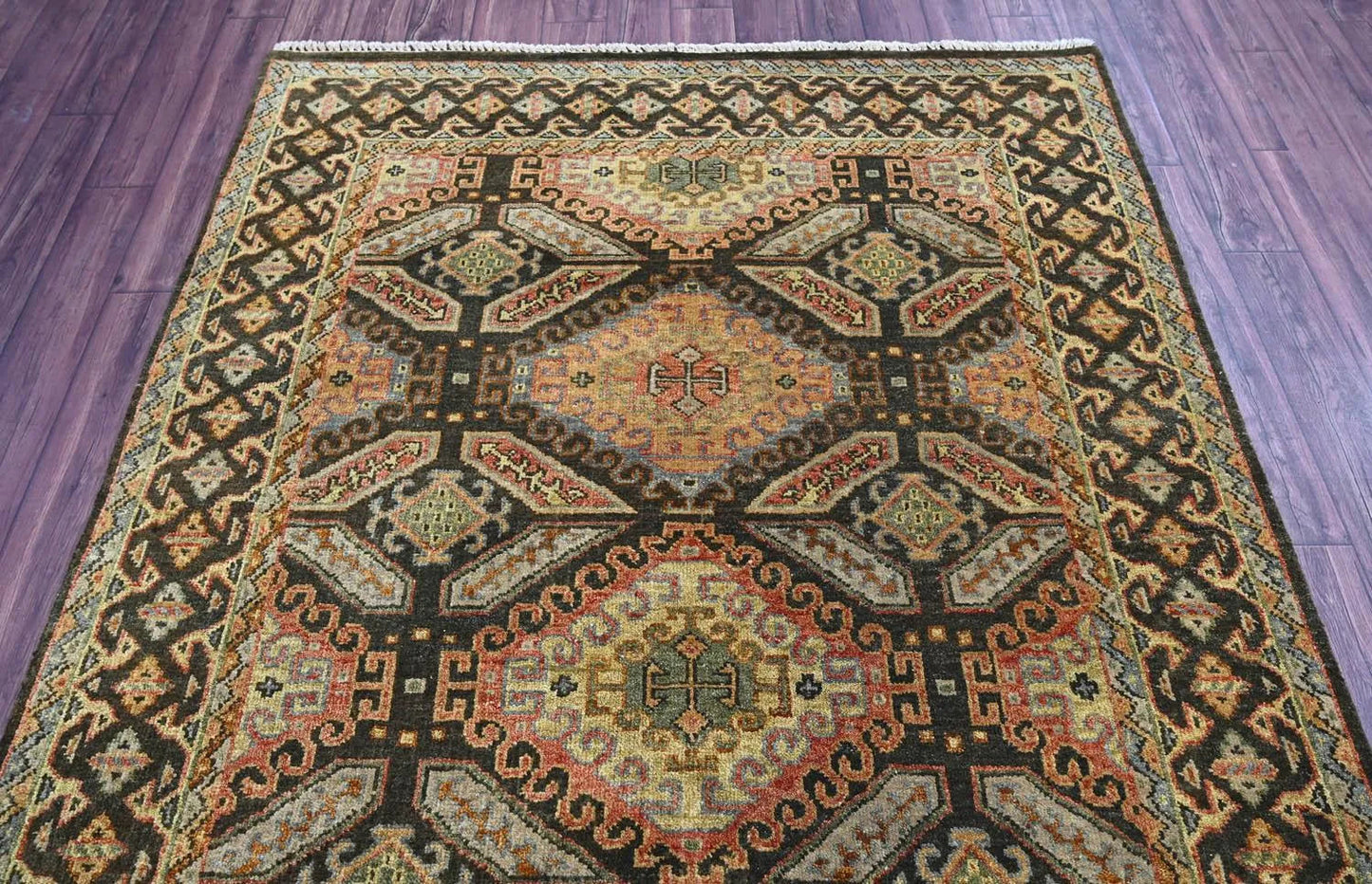 LoomBloom 5' 6'' x8' 8'' Gold Hand Knotted Transitional Oushak Wool Oriental Area Rug