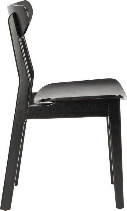 Retro Black Wood Dining Chair Set Of 2 For Home Dining