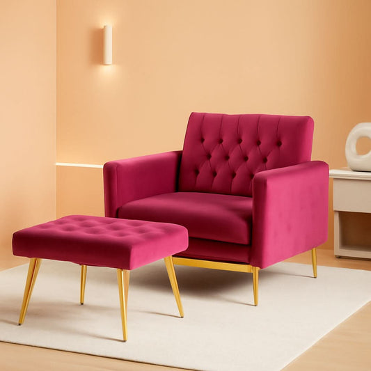 Fuchsia Velvet Adjustable Accent Chair With Three Backrest Angles