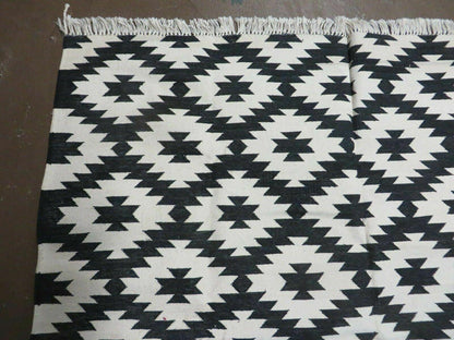 4' X 6' Hand Woven Wool Rug Contemporary Kilim Dhurrie Modern Oriental Area Rug