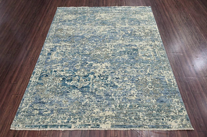 Multi Size Beige, Blue Hand Knotted 100% Wool Turkish Oushak Transitional Oriental Area Rug