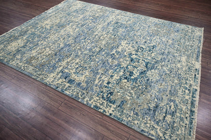 Multi Size Beige, Blue Hand Knotted 100% Wool Turkish Oushak Transitional Oriental Area Rug