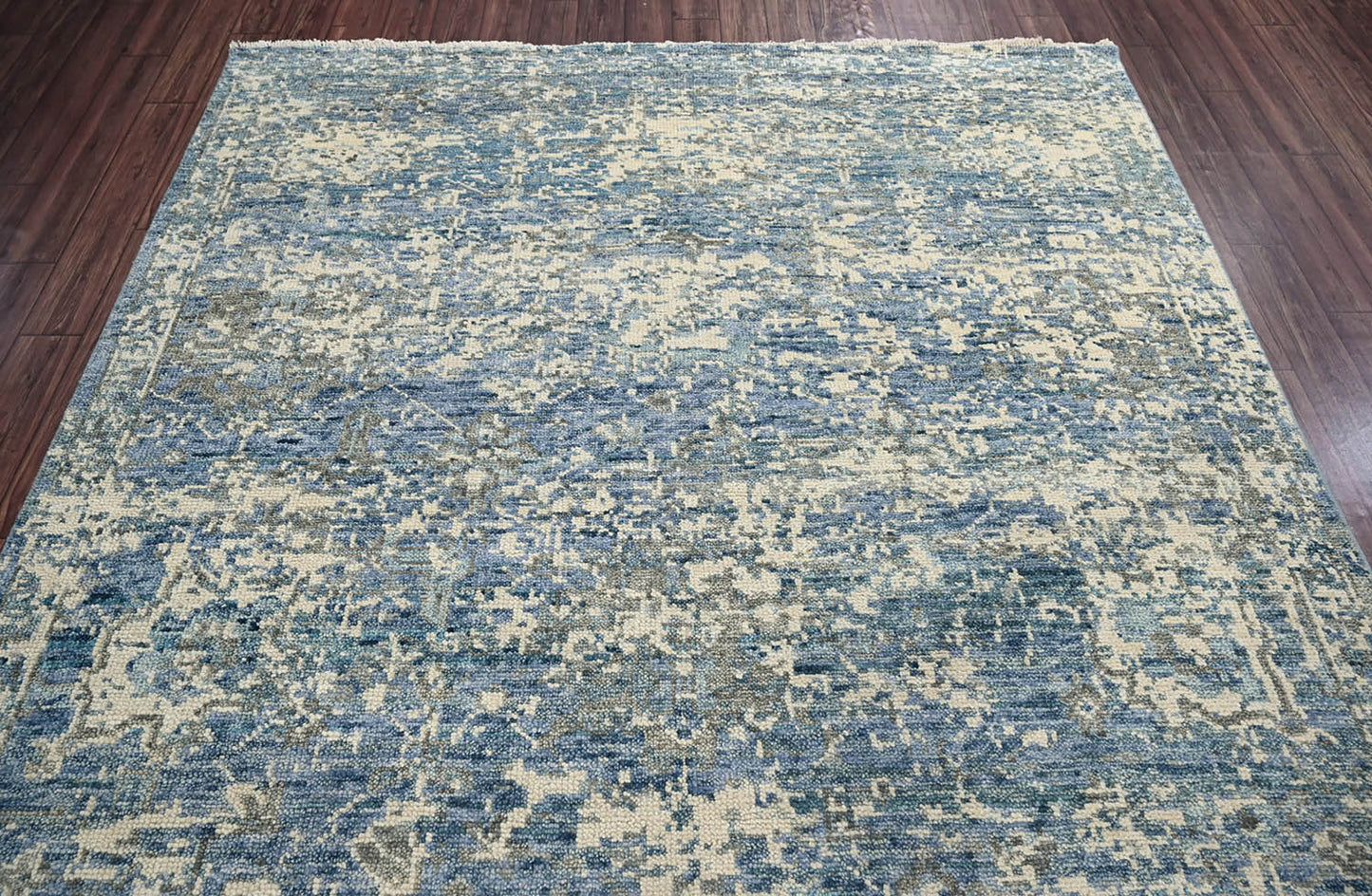 Multi Size Beige, Blue Hand Knotted 100% Wool Turkish Oushak Transitional Oriental Area Rug
