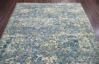 Multi Size Beige, Blue Hand Knotted 100% Wool Turkish Oushak Transitional Oriental Area Rug