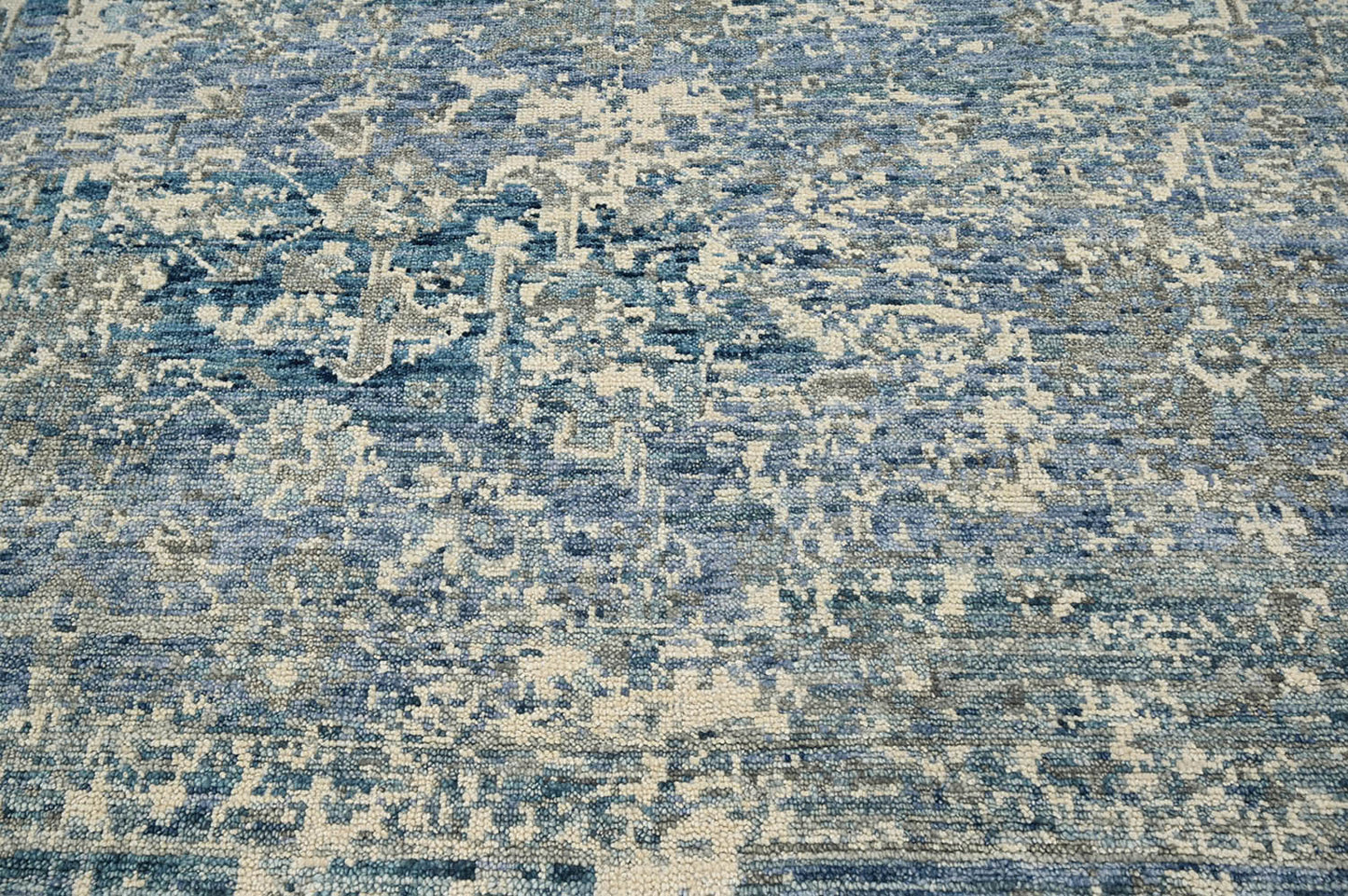 Multi Size Beige, Blue Hand Knotted 100% Wool Turkish Oushak Transitional Oriental Area Rug