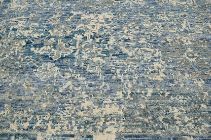 Multi Size Beige, Blue Hand Knotted 100% Wool Turkish Oushak Transitional Oriental Area Rug