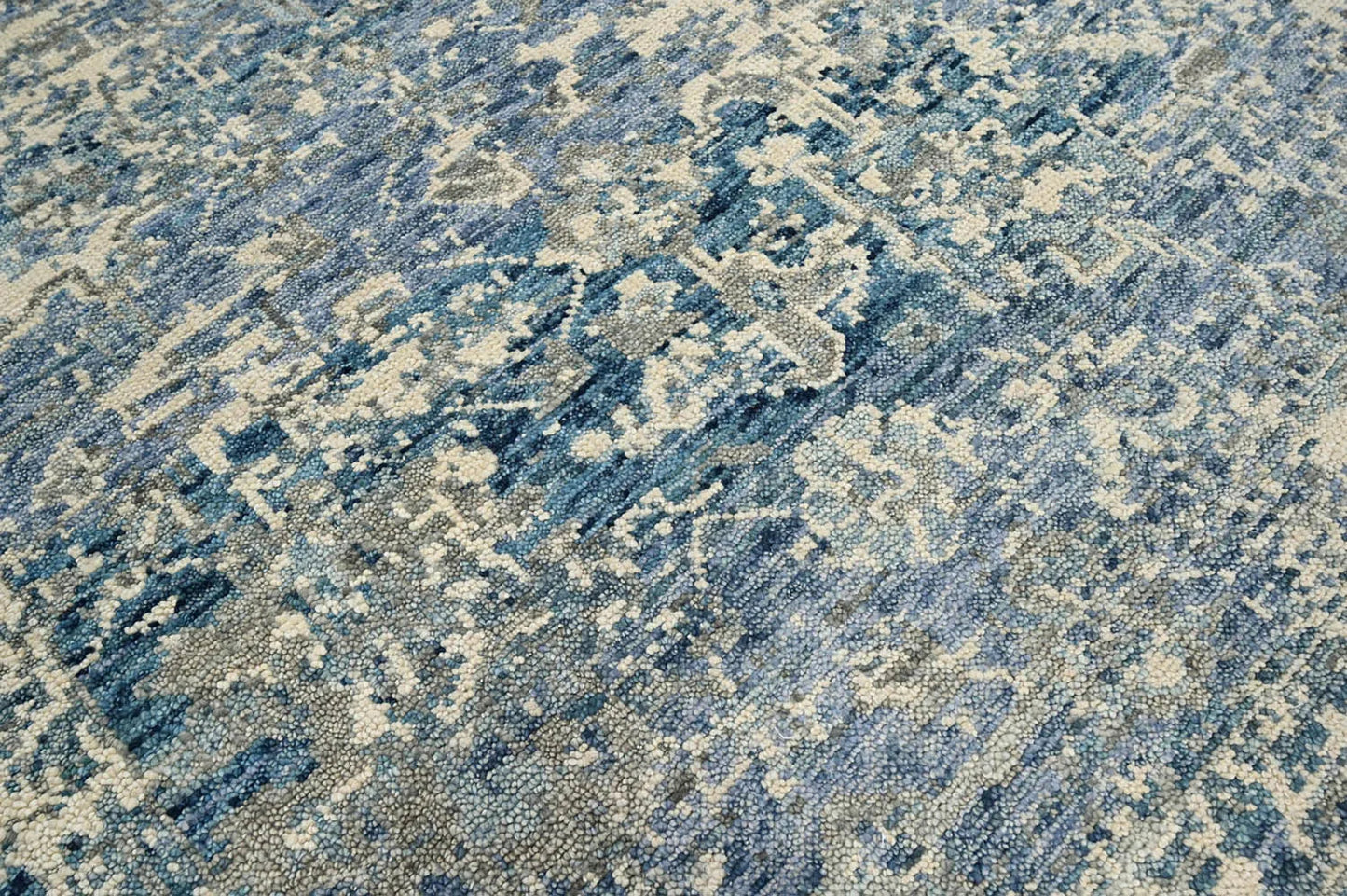 Multi Size Beige, Blue Hand Knotted 100% Wool Turkish Oushak Transitional Oriental Area Rug