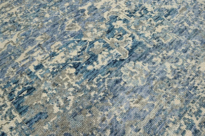Multi Size Beige, Blue Hand Knotted 100% Wool Turkish Oushak Transitional Oriental Area Rug