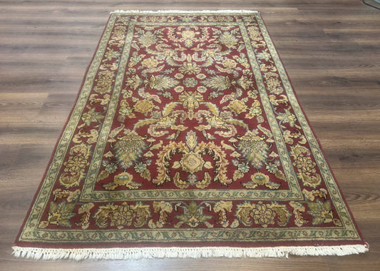 Indo Persian Mahal Rug 4x6, Floral Allover Pattern, Maroon