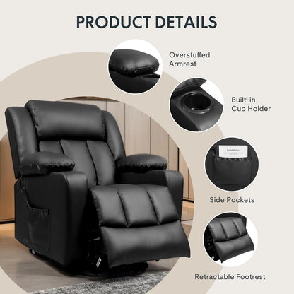 XL31 Power Lift Recliner For Elderly Black Massage