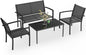 4 Piece Black Patio Furniture Set Outdoor Lounge Chairs