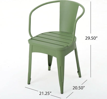Colmar Outdoor Iron Bistro Set 3 Piece Matte Green