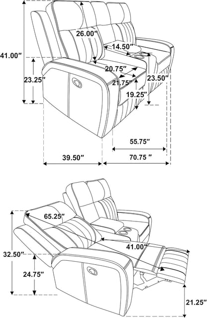 Gray Faux Leather Reclining Loveseat With Manual Recline
