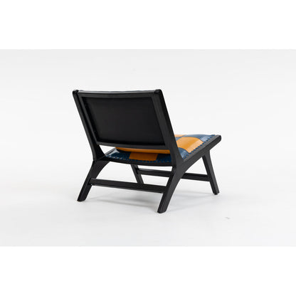 Mid-Century Accent Lounge Chair – Solid Wood Frame, Wide Seat, Boho Scandinavian Style