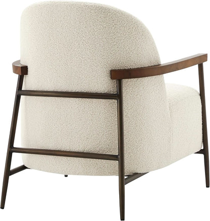 Ivory Faux Sherpa Armchair With Metallic Framework