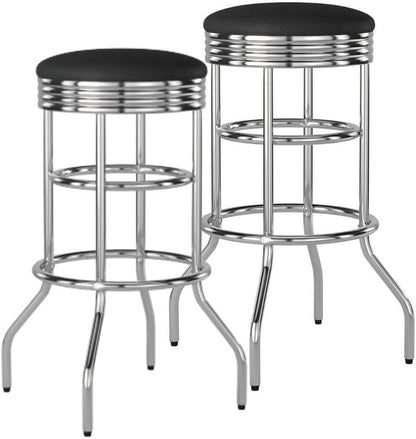 Heavy Duty Backless Swivel Bar Stools with Faux Leather