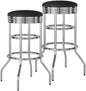 Heavy Duty Backless Swivel Bar Stools with Faux Leather