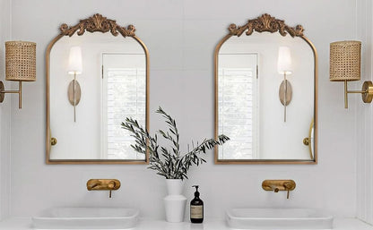 Antique Gold Baroque Arched Wall Mirror 19x27 Decor