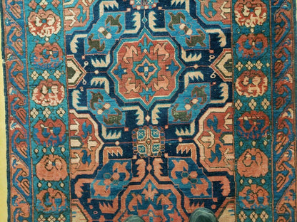 3'10" X 10' Antique Caucasian Seychor Rug Hand Made Wool Carpet Organic Dye Nice
