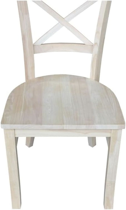 Set Of 2 35.8 In Parawood X Back Dining Chairs Unfinished