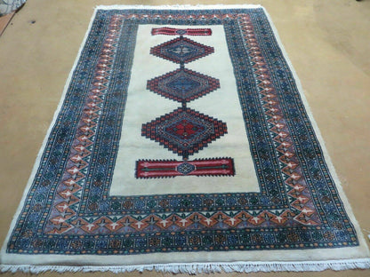 4' X 6' Vintage Handmade Bokhara Turkoman Pakistan Wool Rug Carpet Nice