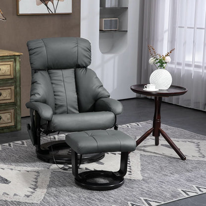 Gray 360 Degree Swivel Massage Recliner Chair With Ottoman