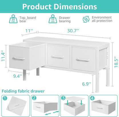 White Closet Storage Organizer With Fabric Drawers