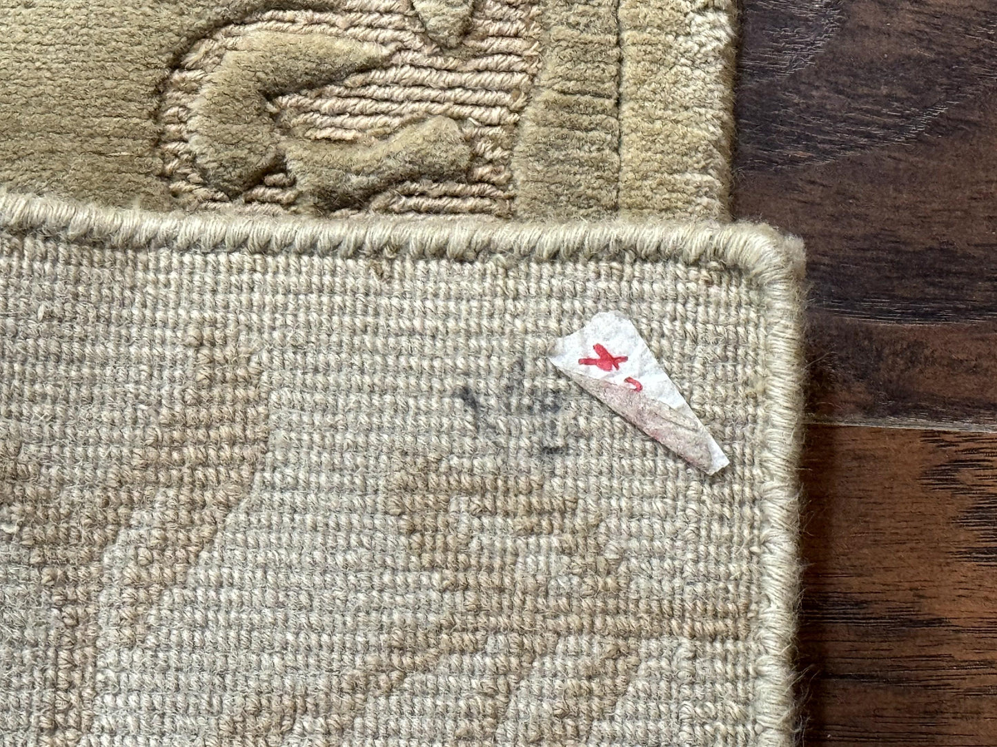 Modern Tibetan Rug 3.7 x 5.5, Carved Floral Design, Wool and Silk Highlights