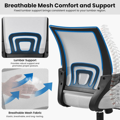 Ergonomic Mesh Office Chair With Lumbar Support Grey