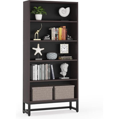 Tall Bookcase And Bookshelf 70.8 Inch Sandalwood Shelving