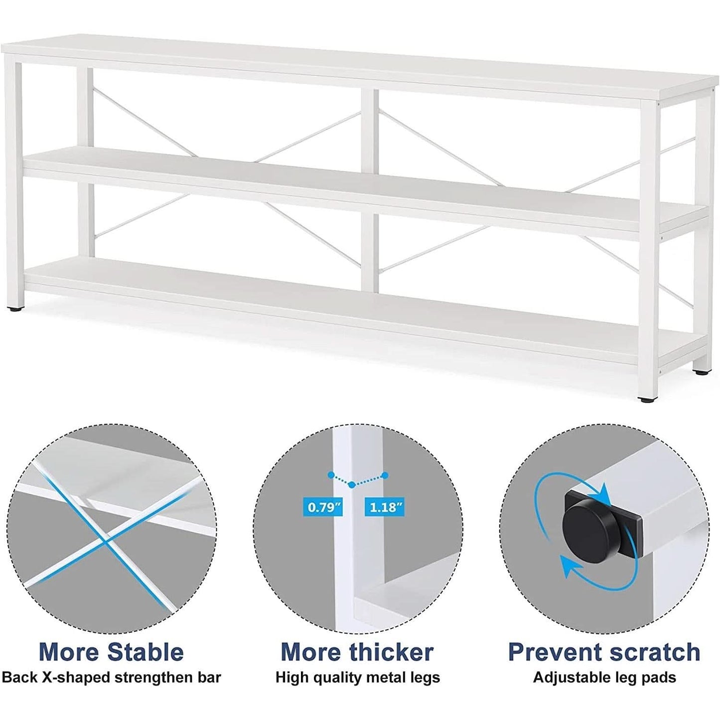 70.8 Inch Long Industrial TV Console With 3 Shelves
