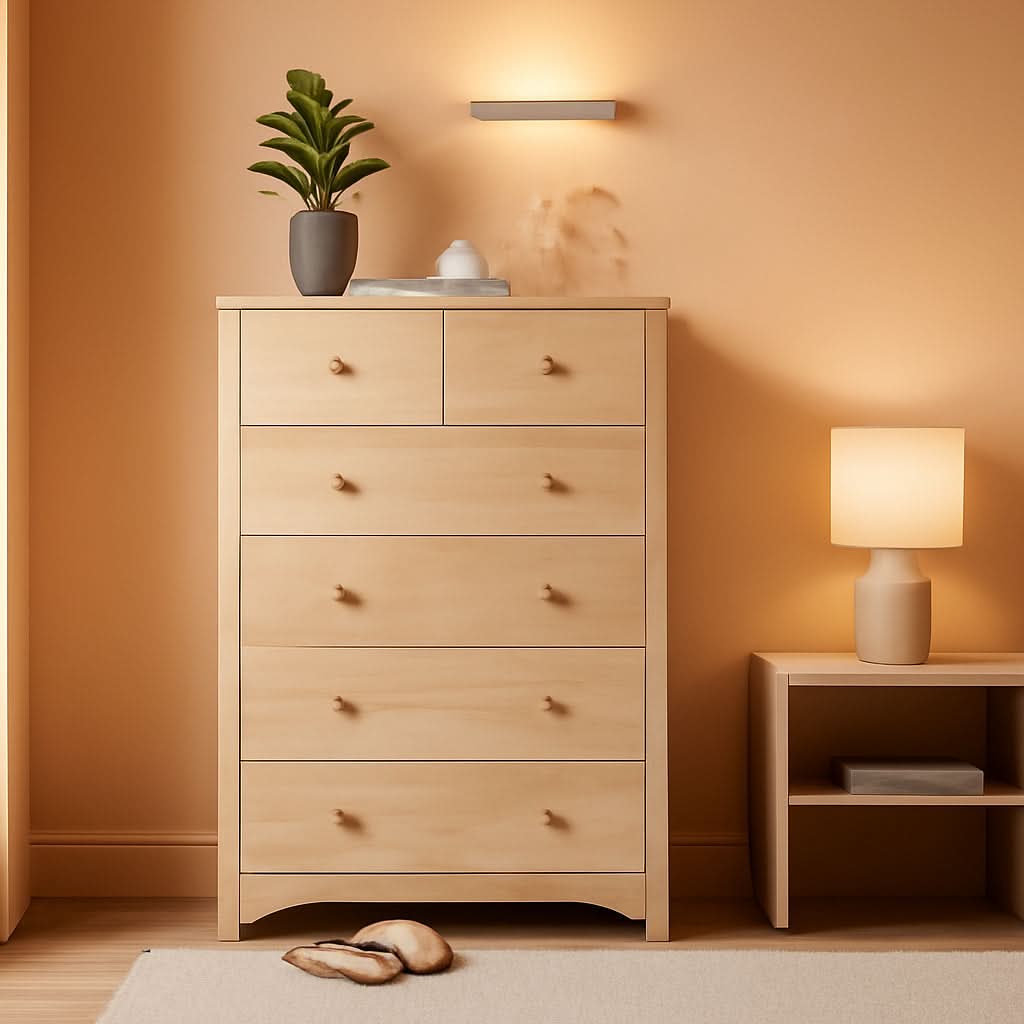 Unfinished Rubber Wood Six Drawer Dresser For DIY Finish