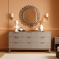 63 Inch Dresser Charcoal Grey Finish With Wave Fluted Panel And 9 Drawers