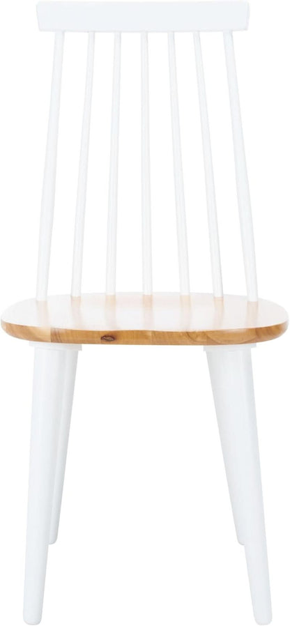 Farmhouse Spindle Back Side Chair White Natural Dining Room