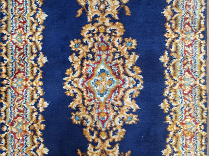 Semi Anique Dark Blue Persian Kerman Runner, 2'7" x 13'5"