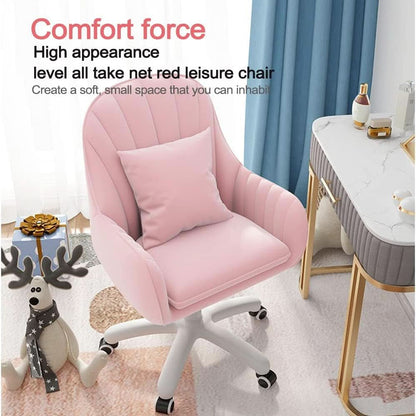 Velvet Home Office Chair With Tufted Mid Back And Height Adjustment