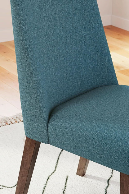 Upholstered Side Chair Set Blue And Brown Foam Cushioned