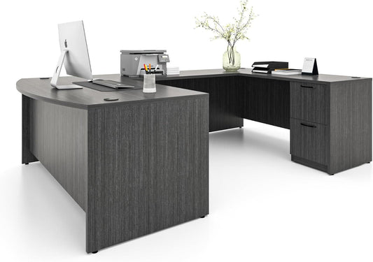 67 Inch U Shaped Executive Desk With 2 Storage Cabinets