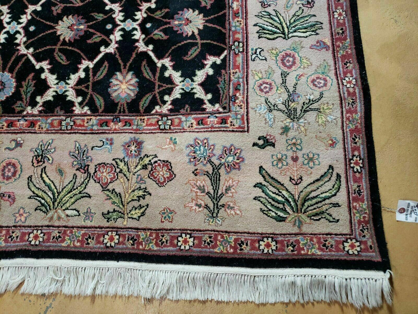 6' X 9' Handmade India Floral Oriental Wool Rug Carpet Hand Knotted Nice Black